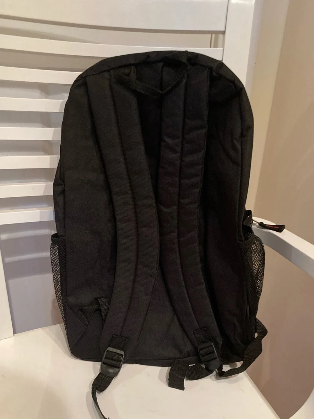 Black Backpack with Reflective Stripe & Red Accent
